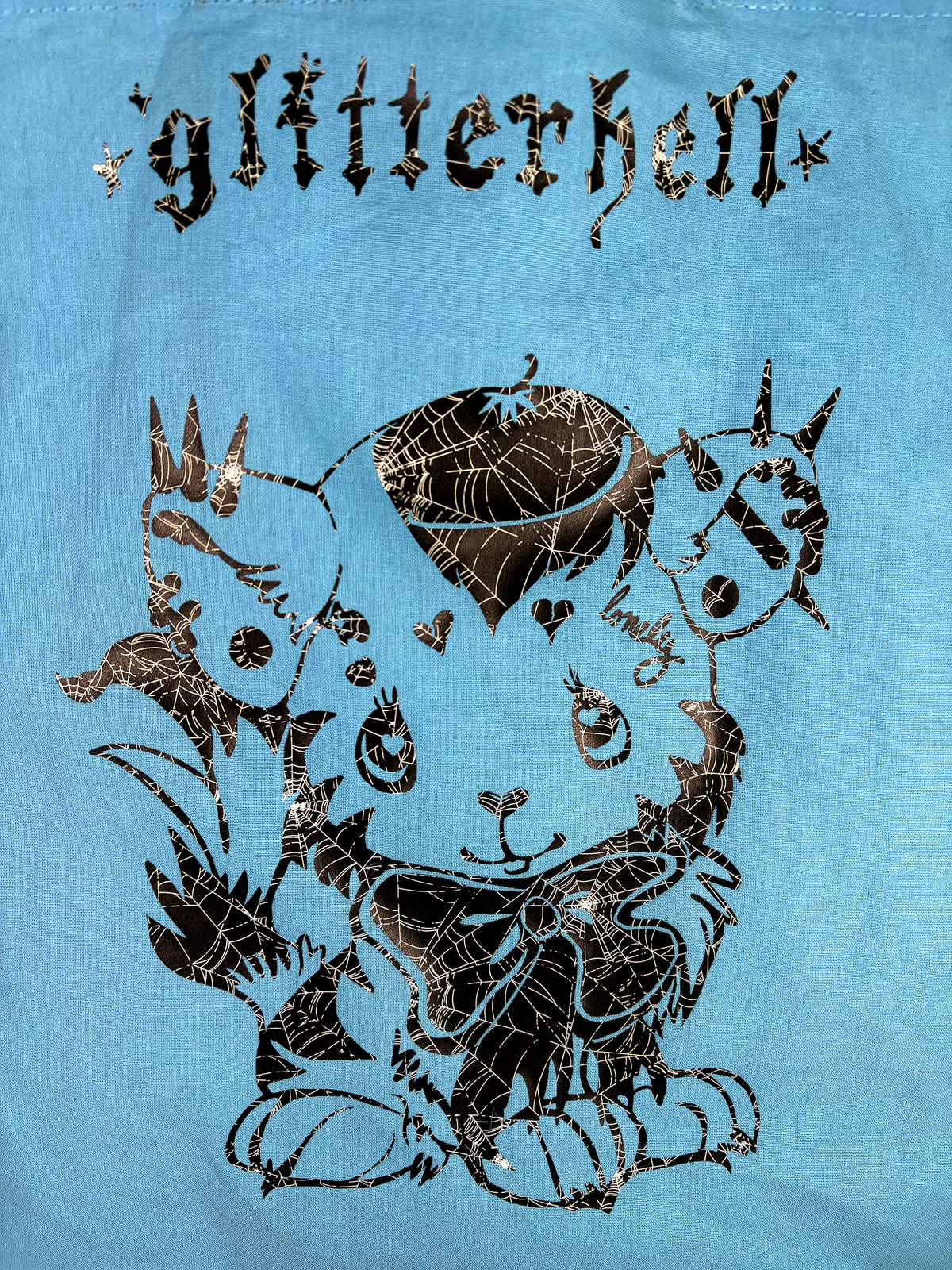 LONELY KITTY spiderweb glow tote